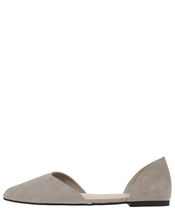 Two-Part Point Toe Flat Shoes, Grey (GREY), large