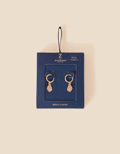 14ct Gold-Plated Irregular Aventurine Hoop Earrings, Pink (PINK), large