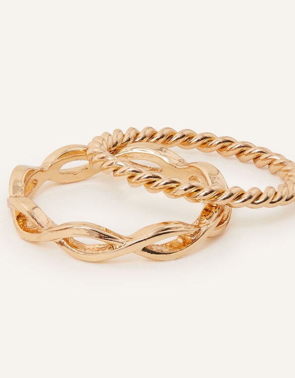 Textured Skinny Rings Set of Two Gold, Gold (GOLD), large