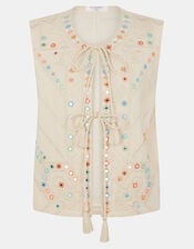 Mirror Embroidered Waistcoat, Natural (NATURAL), large
