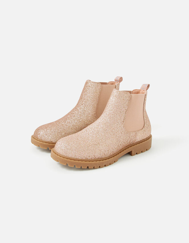 Girls Glitter Chelsea Boots , Pink (PINK), large
