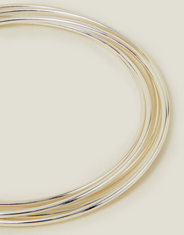 Sterling Silver-Plated Layered Bangle, , large