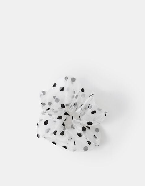 Polka Dot Organza Hair Scrunchie, , large