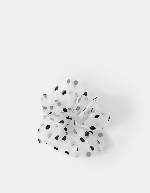 Polka Dot Organza Hair Scrunchie, , large