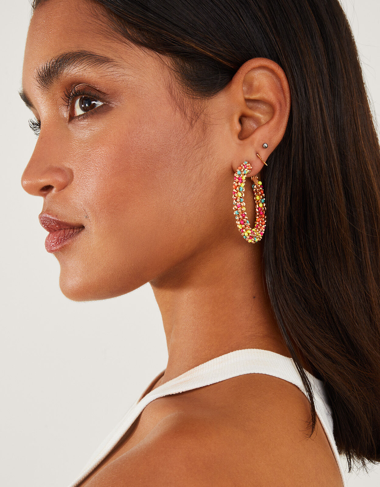 Large beaded hoop earrings store