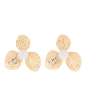 Pearl Bold Flower Stud Earrings, , large