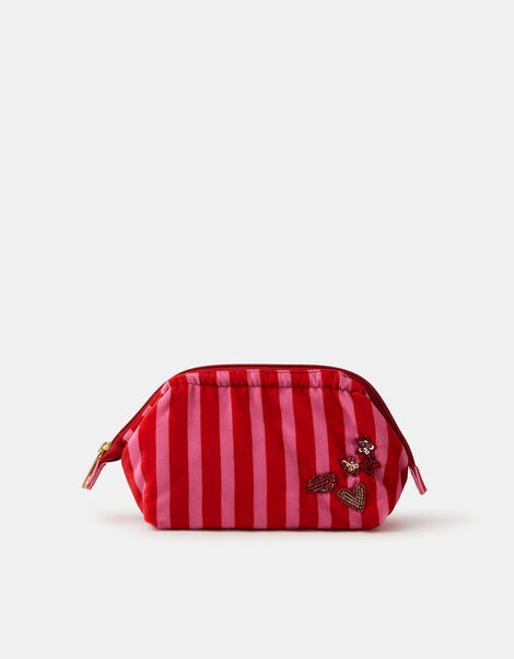 Star Embellished Stripe Make Up Bag, , large