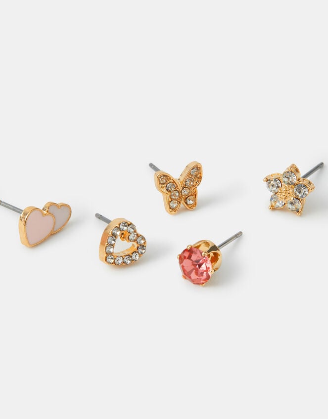 5-Pack Girls Sparkle Stud Earrings, , large