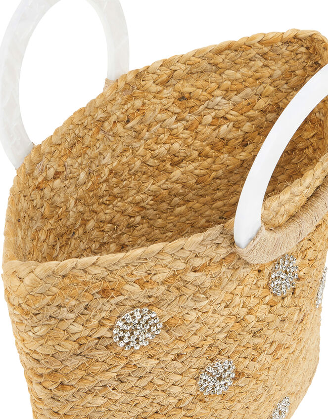 Diamanté Woven Mini Shopper Bag, , large