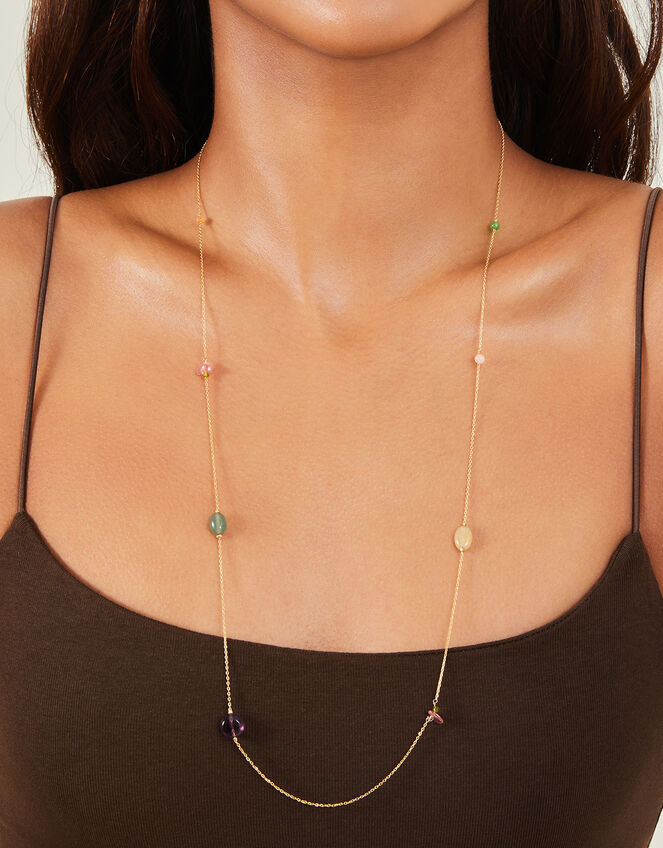 14ct Gold-Plated Long Beaded Necklace, , large