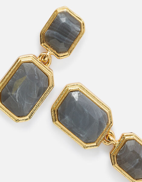 Rectangle Stone Drop Earrings, , large