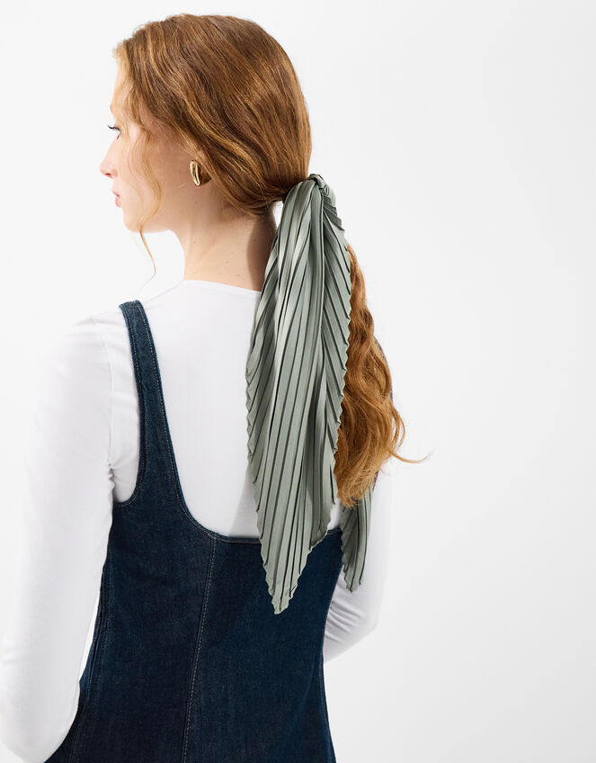 Pleated Square Satin Scarf, , large