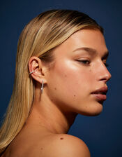 Sterling Silver-Plated Pavé Ear Cuff, , large