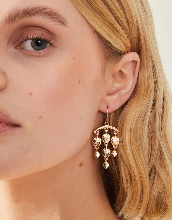 Textured Chandelier Earrings Gold, , large