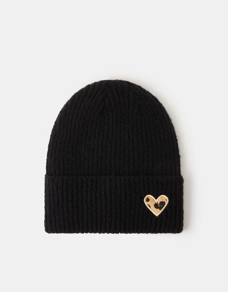 Leopard Heart Beanie Hat, , large