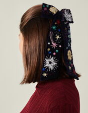 Star Embellished Bow Hair Clip, , large