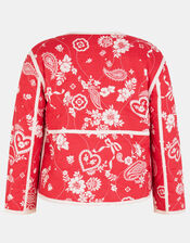 Girls Paisley Print Quilted Jacket, Red (RED), large