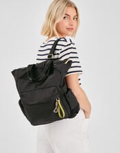 Nylon Top Handle Backpack, Black (BLACK), large