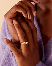 14ct Gold-Plated Signet Ring, Blue (TURQUOISE), large