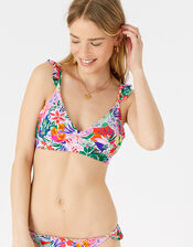Bold Floral Frill Strap Bikini Top, Multi (BRIGHTS-MULTI), large