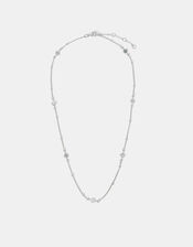 Sterling Silver-Plated Star Station Necklace, , large