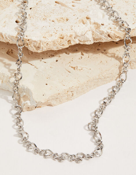 Stainless Steel Fancy Chain Necklace, Silver (SILVER), large