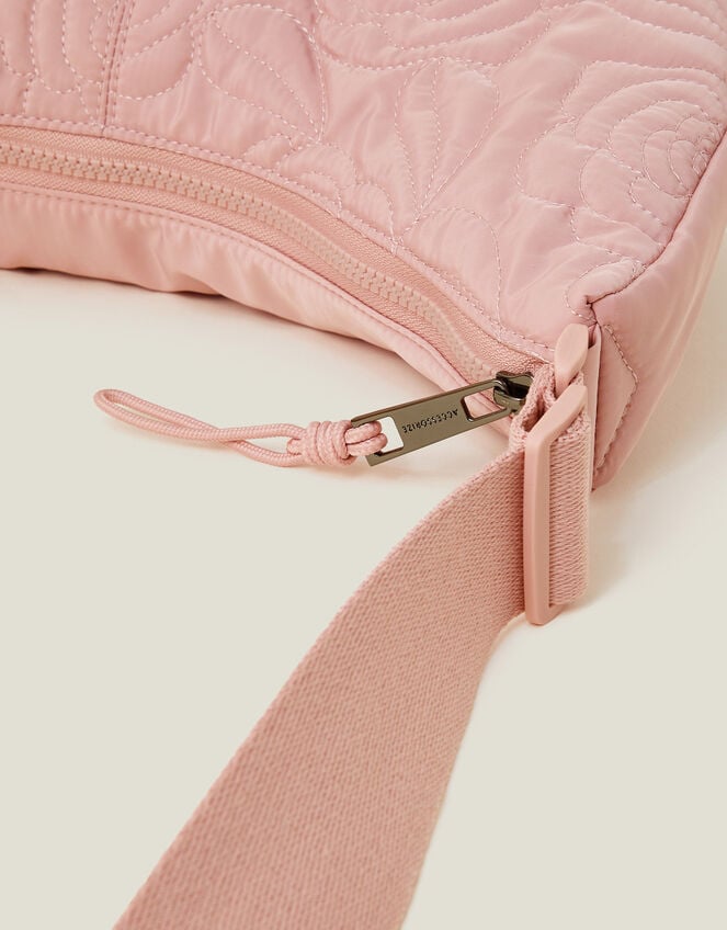 Large Floral Quilted Sling Bag, Pink (BLUSH), large