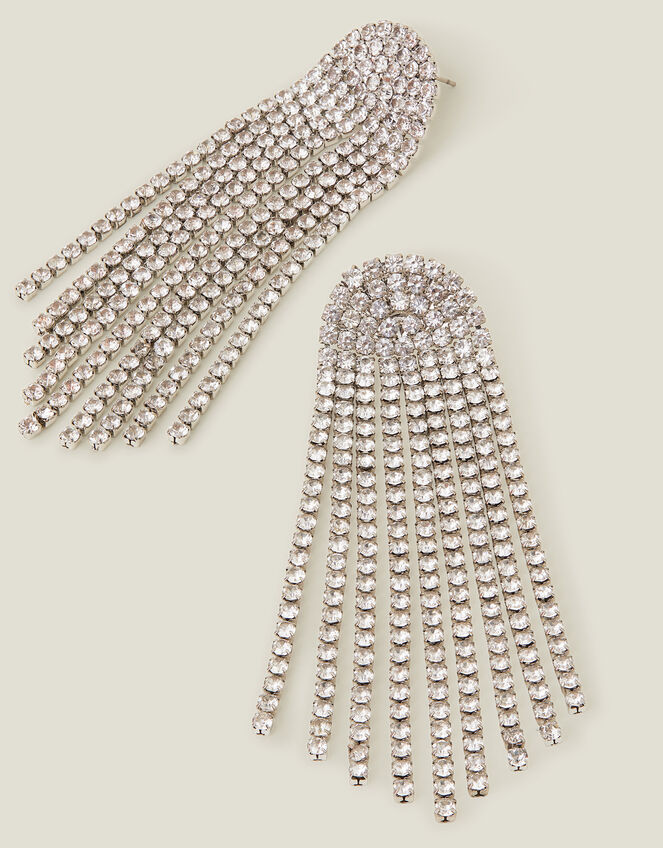 Diamante Chain Tassel Earrings, , large