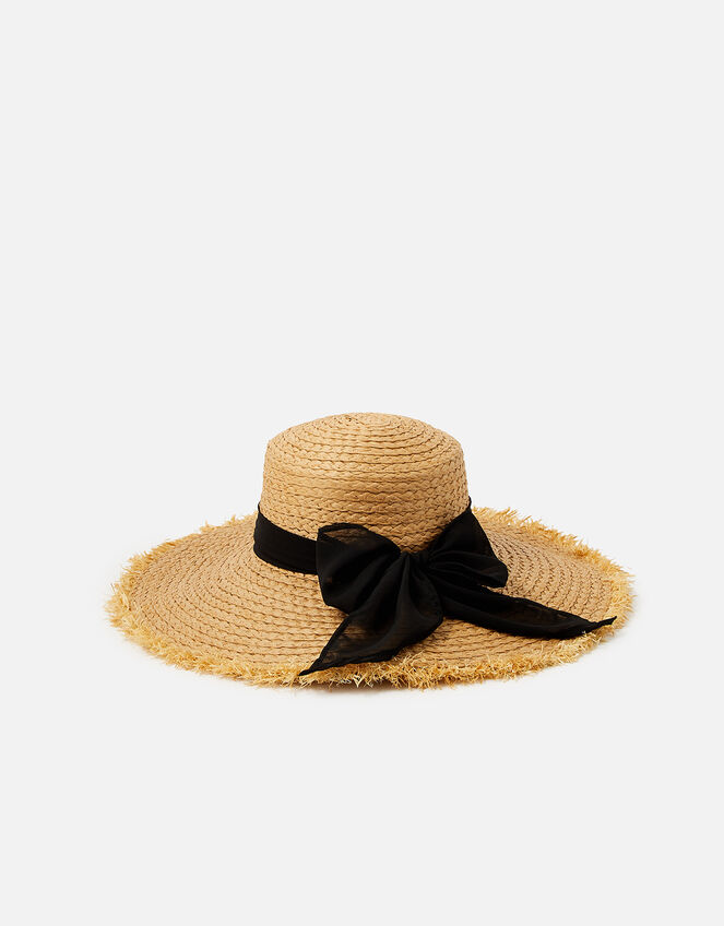 Frayed Edge Boater Hat , Natural (NATURAL), large