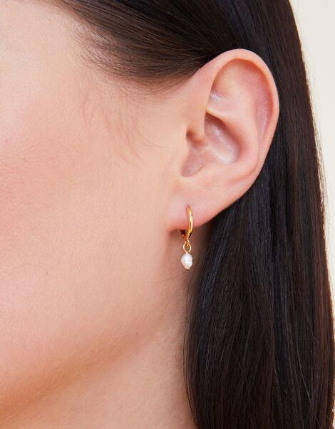 14ct Gold-Plated Pearl Amazonite Earrings Set of Three, , large