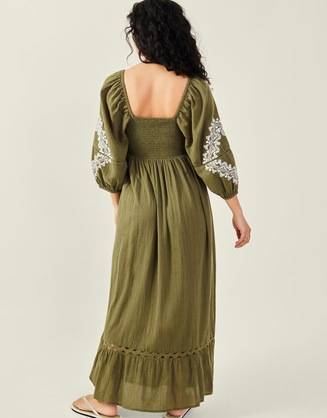 Loveberry Puff Sleeve A-Line Maxi Dress Green
