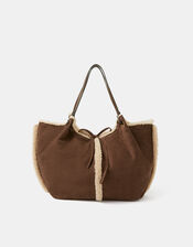 Reversible Borg Shoulder Bag, , large