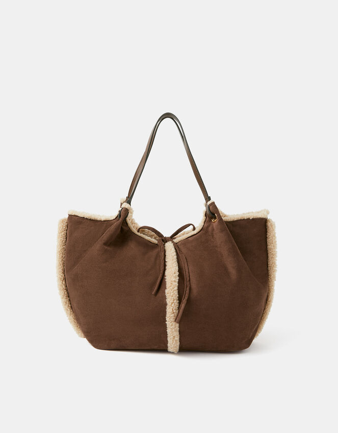 Reversible Borg Shoulder Bag, , large