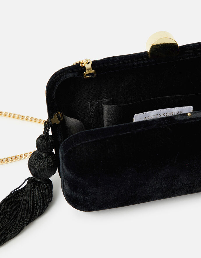Velvet Hardcase Clutch Bag Black Clutch bags Accessorize UK