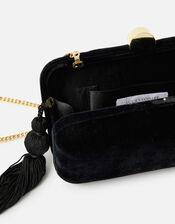 Velvet Hardcase Clutch Bag, Black (BLACK), large