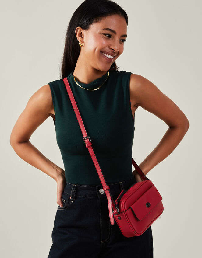 Twist Lock Pocket Cross-Body Bag, Red (RED), large