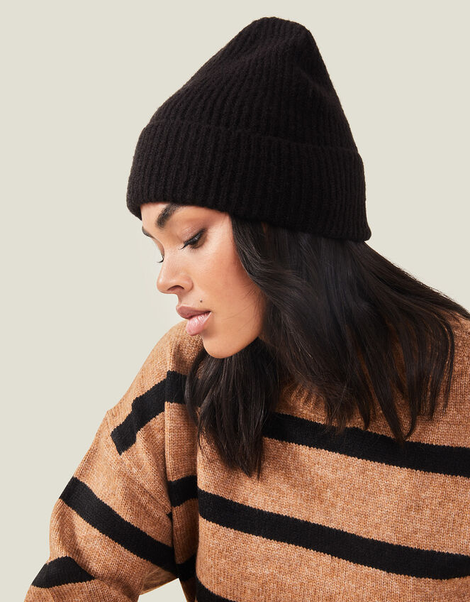 Soho Knit Beanie Hat, Black (BLACK), large