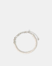 Sterling Silver-Plated Shell Beaded Bracelet, , large