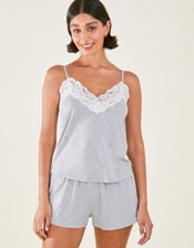 Lace Trim Short Pyjamas Set, Grey (GREY), large