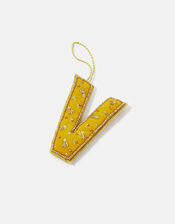 Embellished Initial Hanging Decoration, Yellow (OCHRE), large