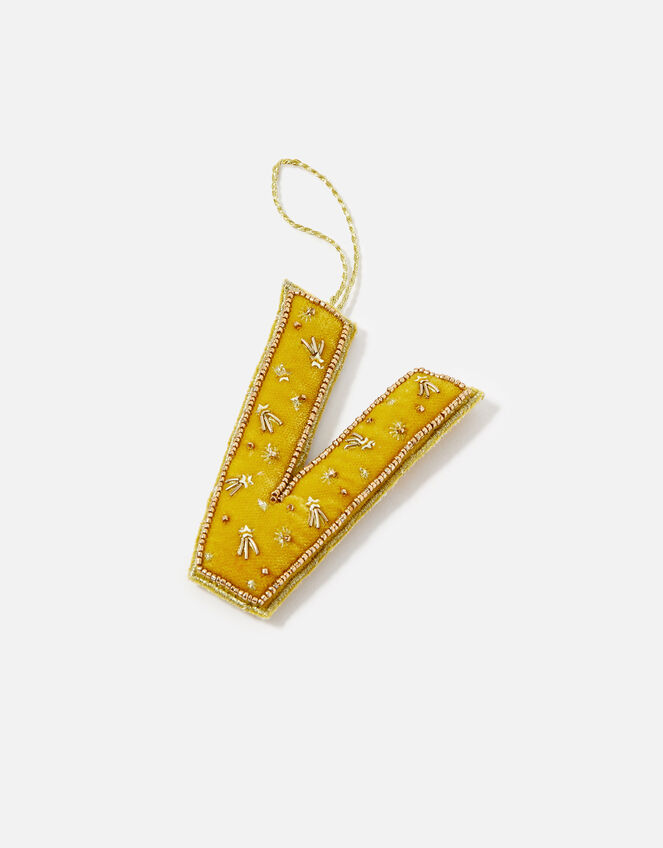 Embellished Initial Hanging Decoration, Yellow (OCHRE), large