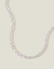 Sterling Silver-Plated Crystal Tennis Necklace, , large