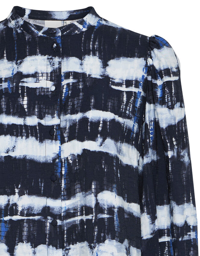 Ichi Tie-Dye Blouson Blouse, Black (BLACK WHITE), large