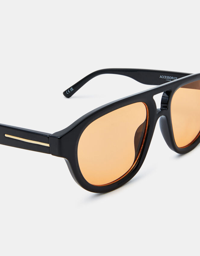 Orange Tinted Aviator Sunglasses, , large