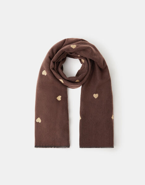 Heart Embroidered Blanket Scarf, , large
