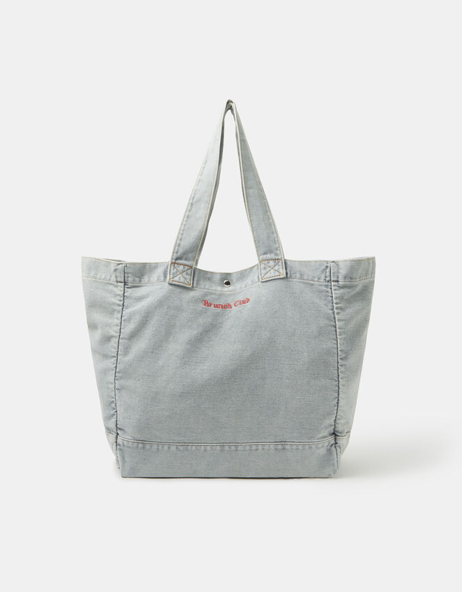 Brunch Club Denim Shopper Bag, , large