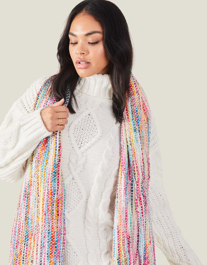 Rainbow Woven Scarf, , large