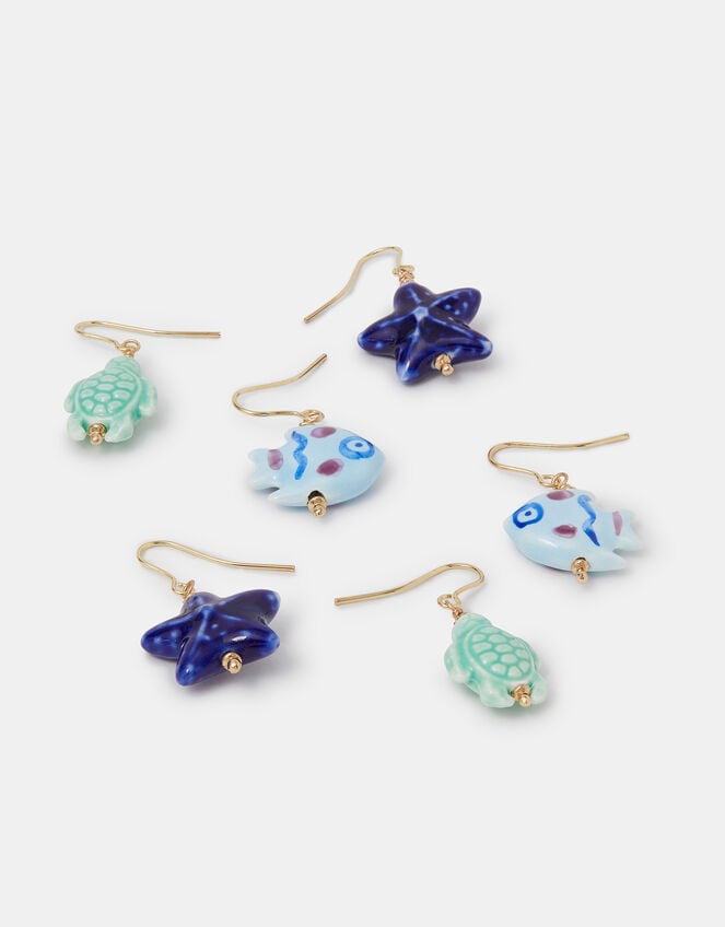 3-Pack Sea Life Ceramic Drop Earrings, , large