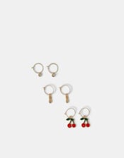 3-Pack Fruity Charm Hoop Earrings, , large