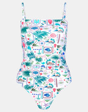 Postcard Print Swimsuit, Ivory (IVORY), large